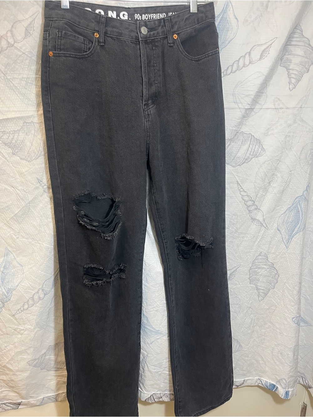 90s Boyfriend Distressed Black Jeans